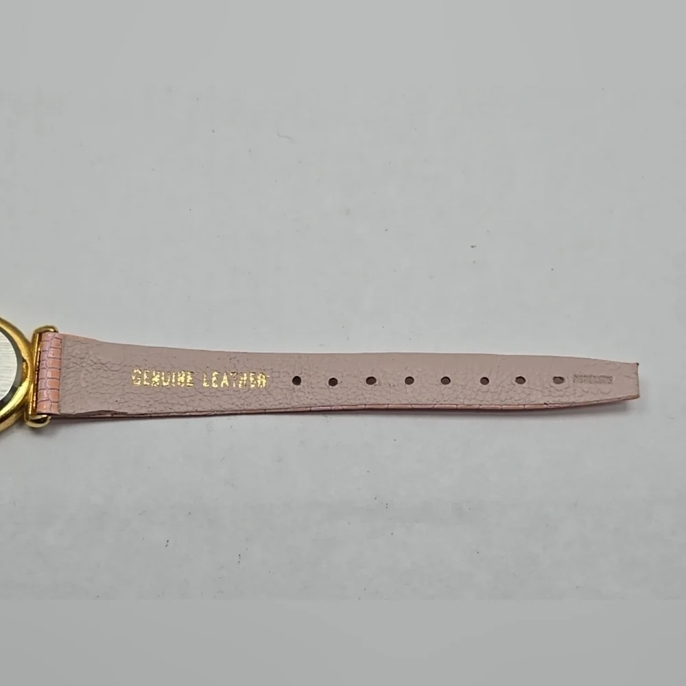 Womens Vintage Vienna Watch Classic Luxury Gold Tone Pink Leather New Battery